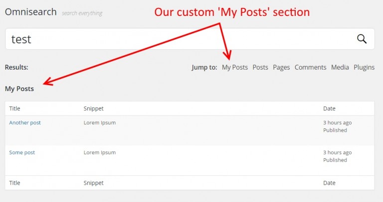 Adding a section to the Omnisearch in Jetpack with a custom posts search